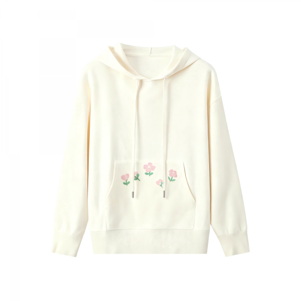 Stylish Women's Casual Long-Sleeve Hooded Pullover Sweatshirt, New Cotton-Nylon, Versatile for Knitted