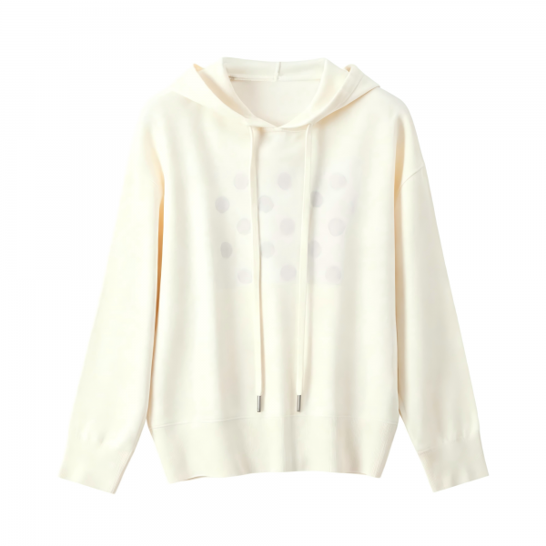 Women's Casual Long-Sleeve Hooded Pullover Sweatshirt, New Cotton-Nylon, Stylish and Versatile for Knitted